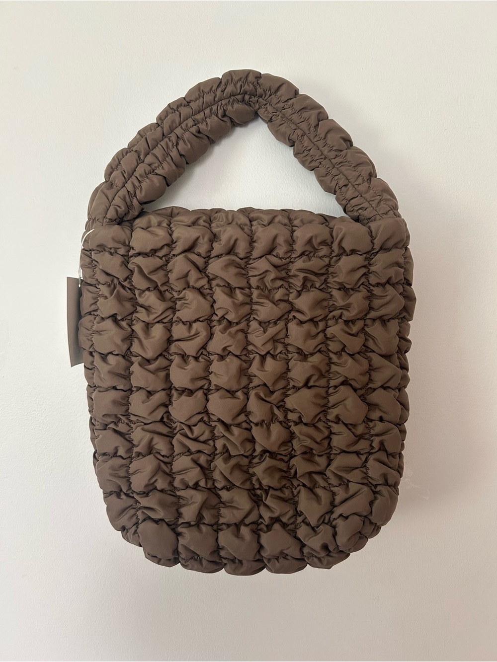 NWT COS Quilted Puffer Mini Tote Bag in Dark Mole Brown